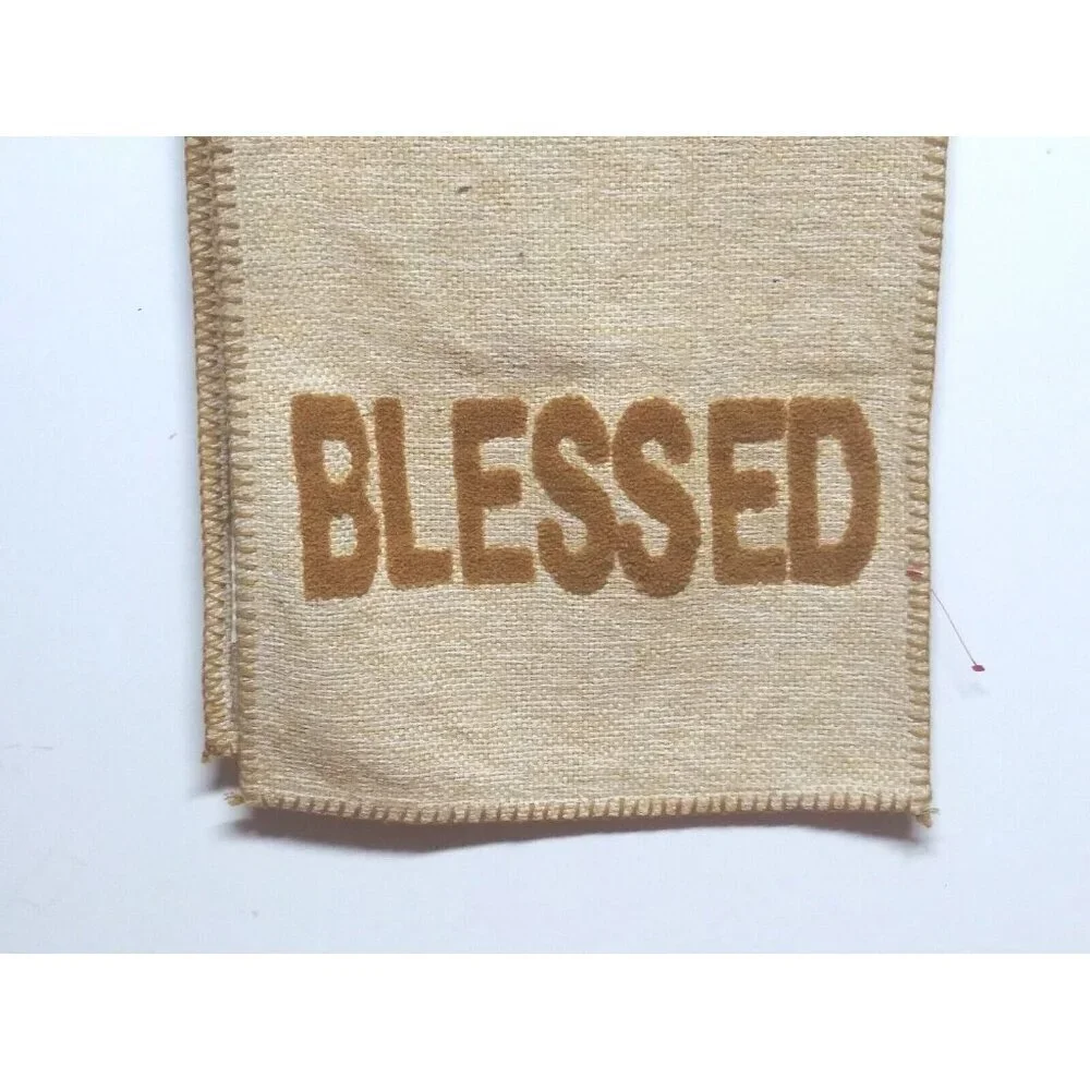 Blessed Table Runner Fall Thanksgiving High End beige brown tweed-like 14.5X73